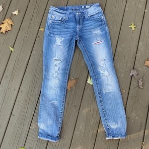 Miss Me Ankle Skinny jeans W28 L 27 red white blue